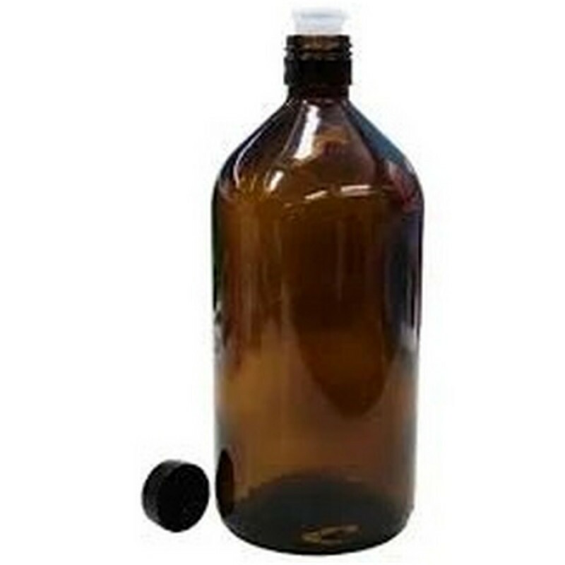 VIDRO AMBAR 1000ML COM TAMPA E BATOQUE