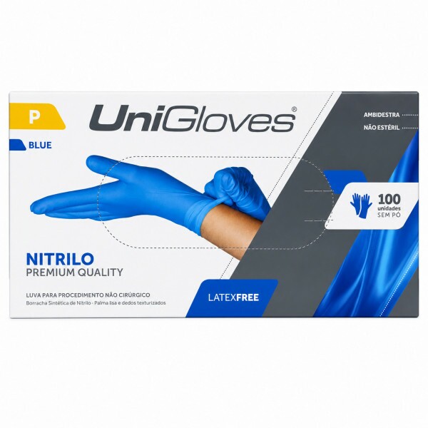 LUVA PROC NITRILICA BLUE PREMIUM QUALITY TAM P - UNIGLOVES LUVA PROC NITRILICA BLUE PREMIUM QUALITY TAM P - UNIGLOVES