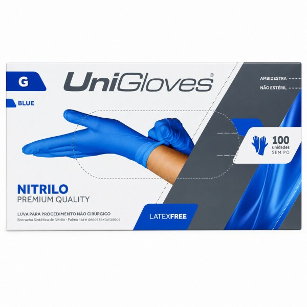 LUVA PROC NITRILICA BLUE PREMIUM QUALITY TAM G - UNIGLOVES