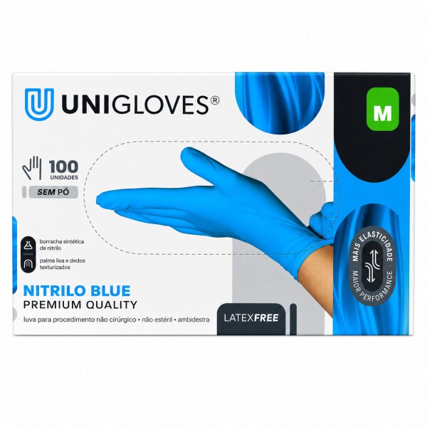 LUVA PROC NITRILICA BLUE PREMIUM QUALITY TAM M - UNIGLOVES LUVA PROC NITRILICA BLUE PREMIUM QUALITY TAM M - UNIGLOVES