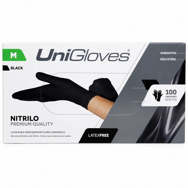 LUVA PROC NITRILO BLACK PREMIUM QUALITY M