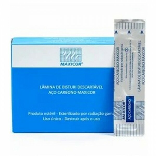 LAMINA DE BISTURI DESCARTAVEL ACO CARBONO CX C/100 - MAXICOR N.12