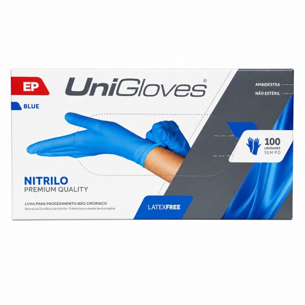 LUVA PROC NITRILICA BLUE PREMIUM QUALITY TAM EXTRA-PEQUENO - UNIGLOVES LUVA PROC NITRILICA BLUE PREMIUM QUALITY TAM EXTRA-PEQUENO - UNIGLOVES