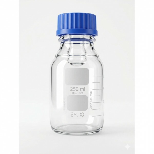 FRASCO REAG GRAD. C/ TAMPA DE ROSCA AZUL E DISP. ANTI GOTAS   250 ML